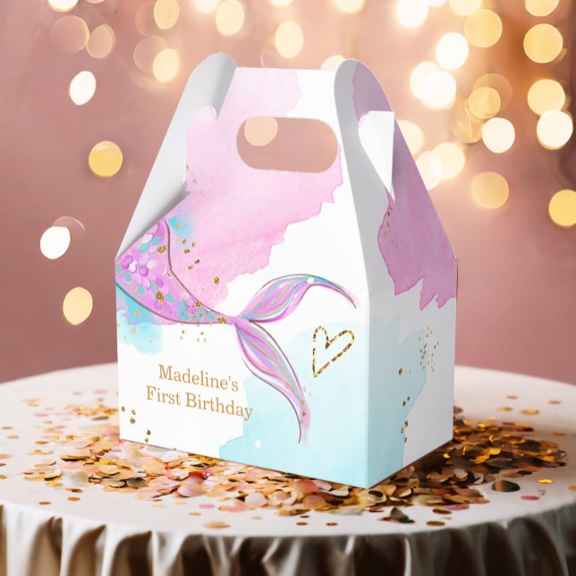 Mermaid Splish Splash Pool Party Girl Birthday Favor Boxes (Creator Uploaded)