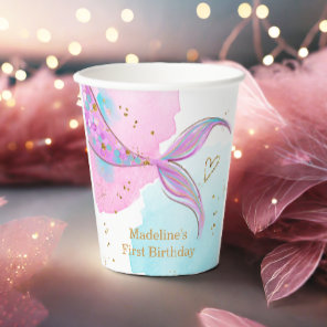 Mermaid Splish Splash Pool Party Girl Birthday Paper Cups