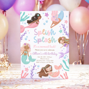 Mermaid Splish Splash Under the Sea Birthday Invitation