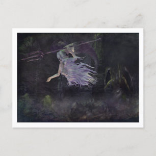 Mermaid spots baby krakens, skulls postcard
