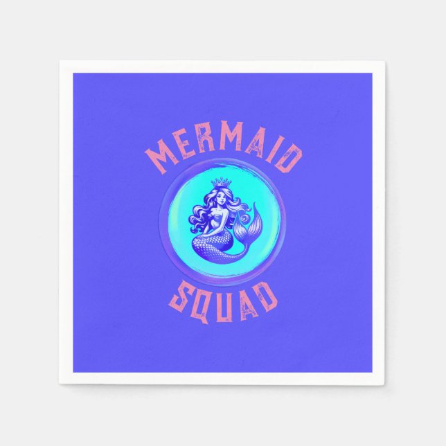 Mermaid Squad Birthday Party Theme Napkins (Front)