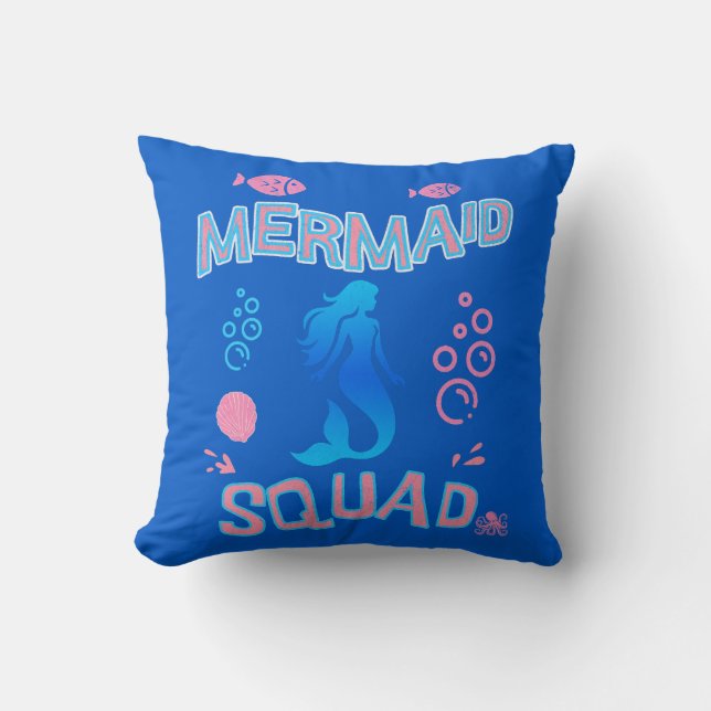 Mermaid Squad Birthday Party  Throw Pillow (Front)