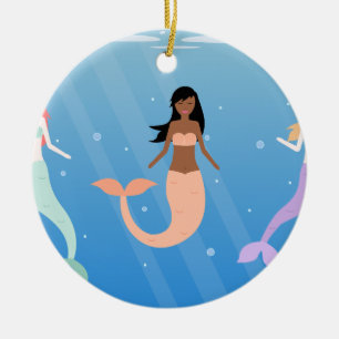 mermaid squad ceramic ornament