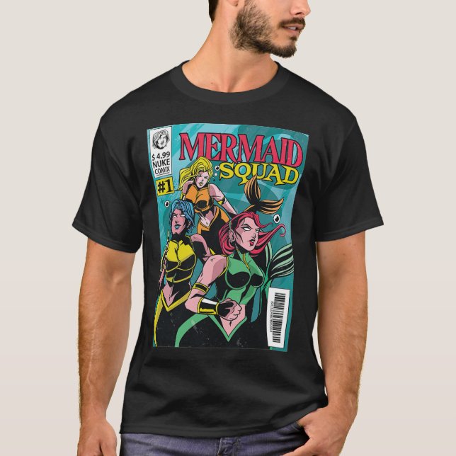 Mermaid Squad Comic Book animal funny -  T-Shirt (Front)
