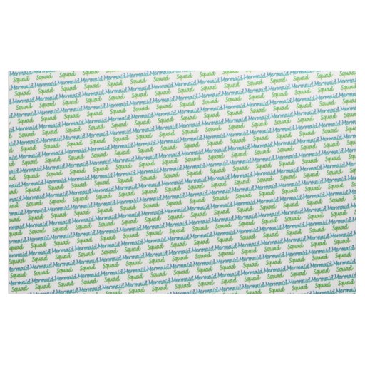 Mermaid Squad Green and Blue Lettering Fabric