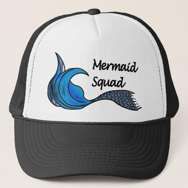 Mermaid Squad in blues Trucker Hat (Front)