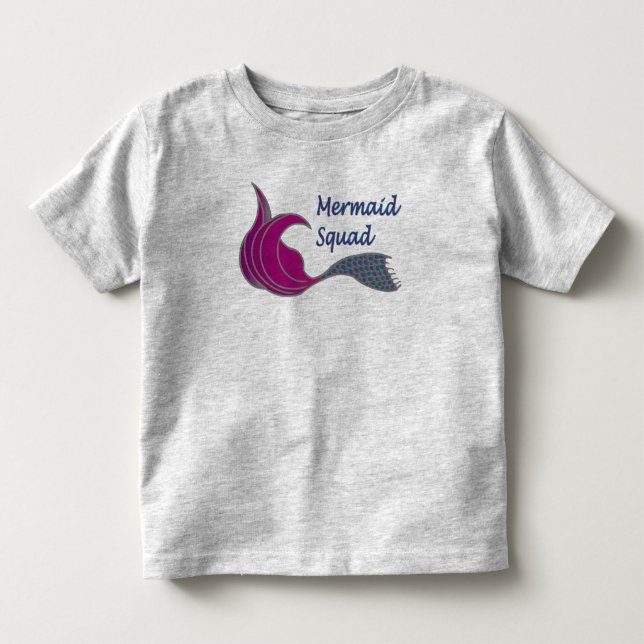 Mermaid Squad in dark pink and teal Toddler T-shirt (Front)