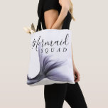 Mermaid Squad | Lavender Purple Chic Bachelorette Tote Bag<br><div class="desc">Sophisticated and minimal "Mermaid Crew/Squad" bachelorette or bridal party custom keepsake favor to show appreciation for your best friends and family that stood by you. This feminine "Under the Sea" theme features an elegant whimsical faux mixed metal glitter mermaid scale pattern and tail with a metallic iridescent sheen. For other...</div>