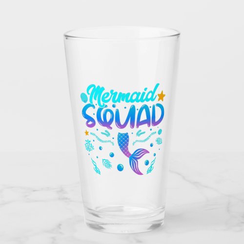 Mermaid Squad Of The Birthday Drinking Glass