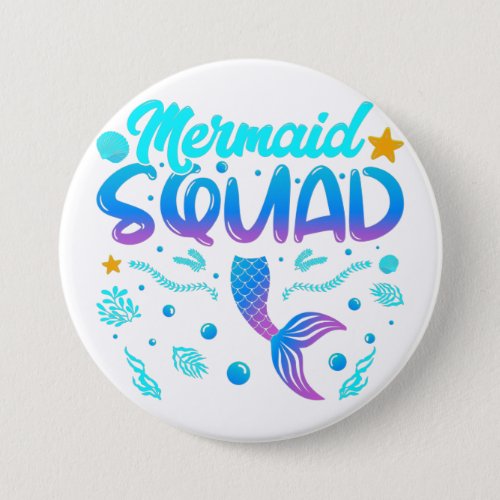 Mermaid Squad Of The Birthday Round Button