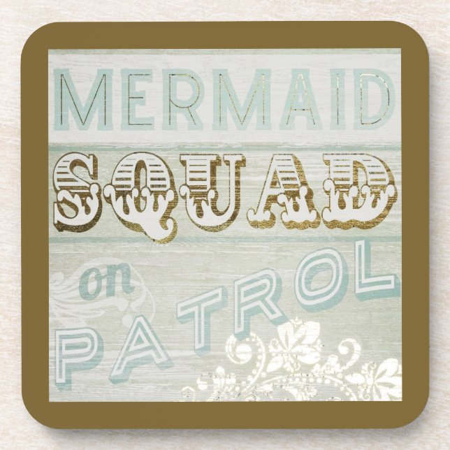 Mermaid Squad on Patrol Drink Coaster (Front)
