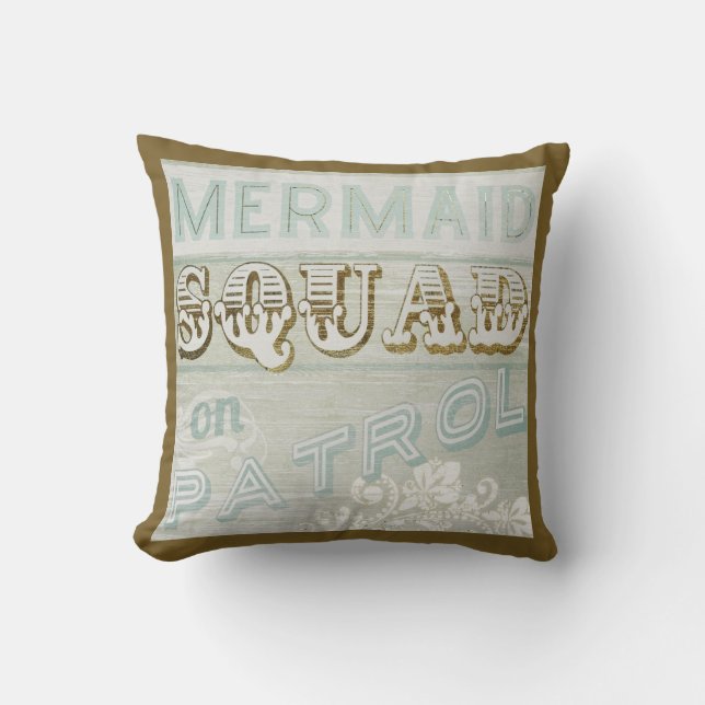 Mermaid Squad on Patrol Throw Pillow (Front)