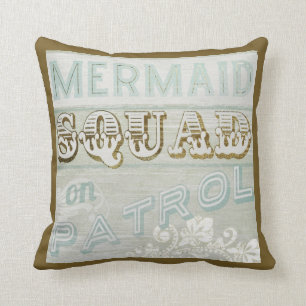 Mermaid Squad on Patrol Throw Pillow