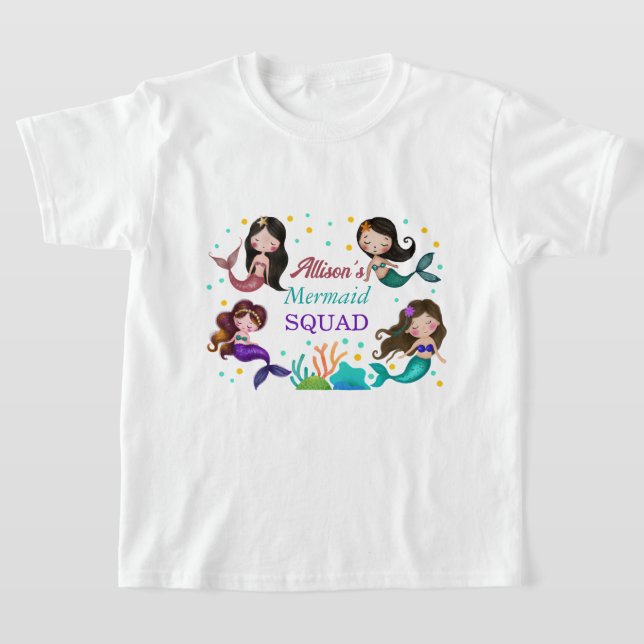 Mermaid Squad Pretty Mermaids Under the Sea  T-Shirt (Laydown)