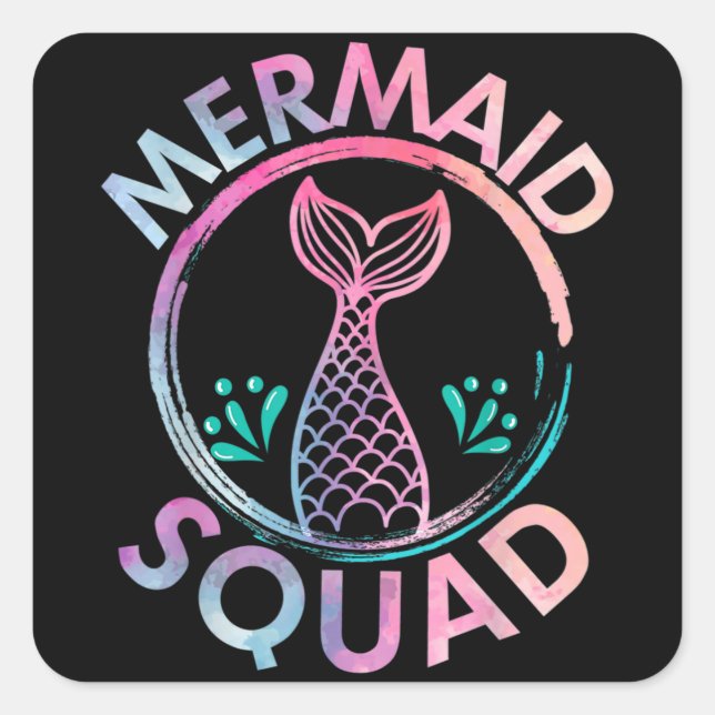 Mermaid Squad Square Sticker (Front)