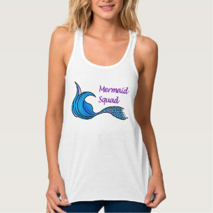 Mermaid Squad with blue mermaid tail Tank Top
