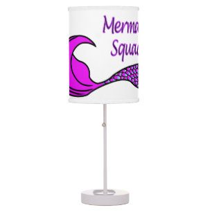 Mermaid Squad with bright pink mermaid tail Table Lamp