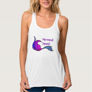 Mermaid Squad with pink, blue, purple mermaid tail Tank Top