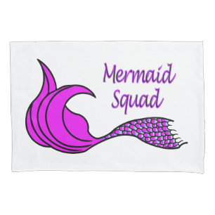 Mermaid Squad with pink mermaid tail Pillowcase