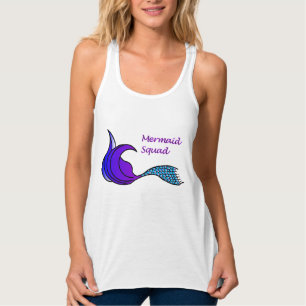 Mermaid Squad with purple and blue tail Tank Top