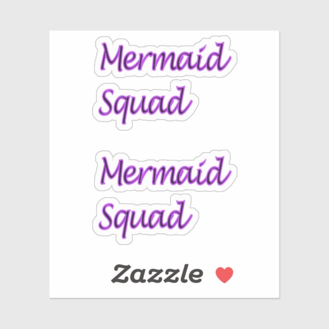 Mermaid Squad words only on stickers (Sheet)