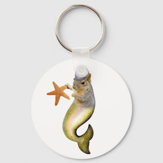 Mermaid Squirrel Keychain (Front)