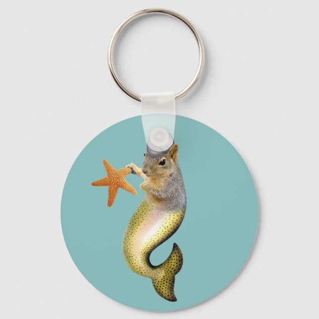 Mermaid Squirrel Keychain (Front)