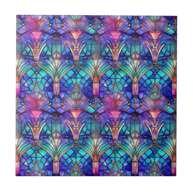 Mermaid Stained Glass Ceramic Tile (Front)