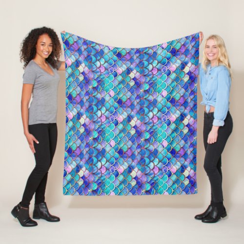 Mermaid Stained Glass Fleece Blanket