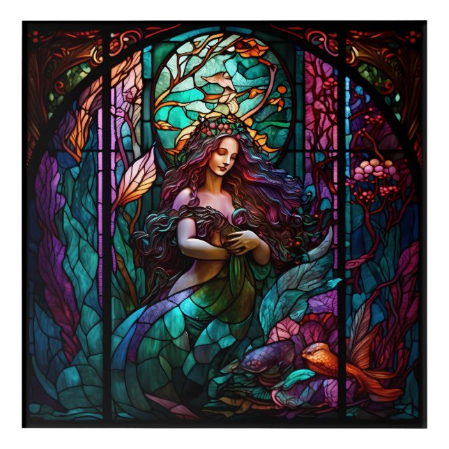 Mermaid Stained Glass Neon Art (Front)