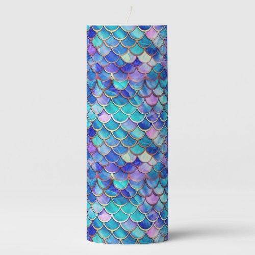 Mermaid Stained Glass Pillar Candle