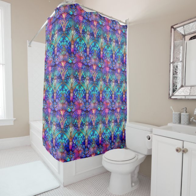 Mermaid Stained Glass Shower Curtain (In Situ)