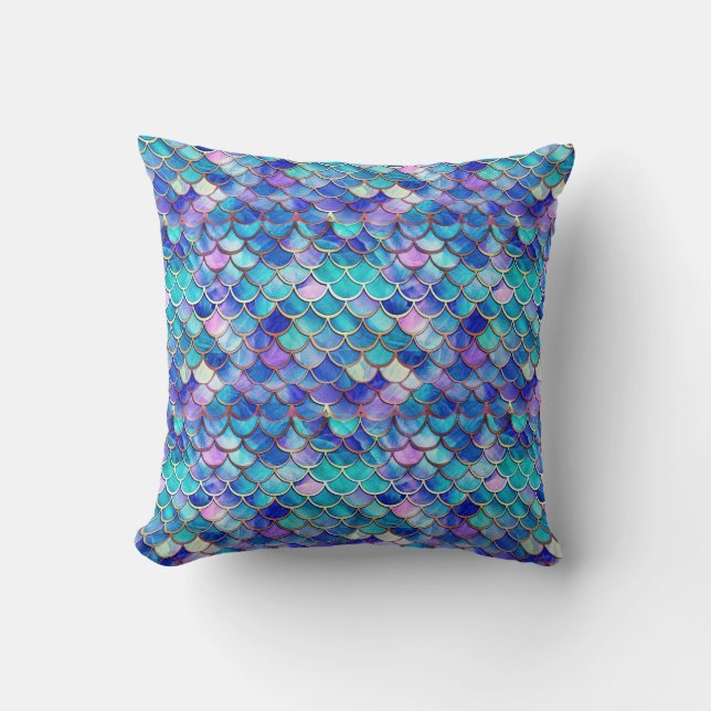 Mermaid Stained Glass Throw Pillow (Front)
