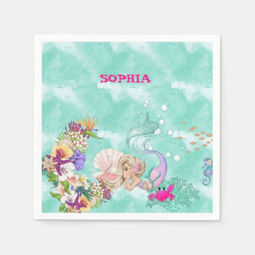 Mermaid Starfish Cute Personal Napkins