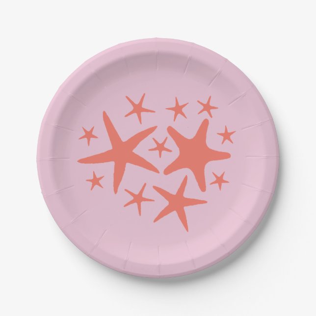 Mermaid Starfish Ocean Beach Party Paper Plates (Front)