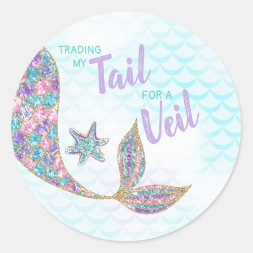 Mermaid sticker Glitter Bridal Shower Thank you