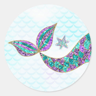 Mermaid sticker Glitter, Under the sea Thank you