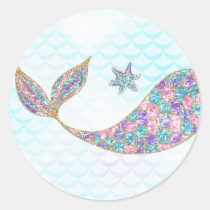 Mermaid sticker Glitter, Under the sea Thank you