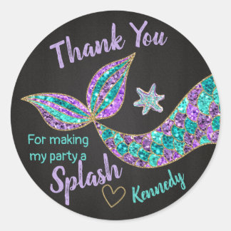 Mermaid sticker Glitter, Under the sea Thank you