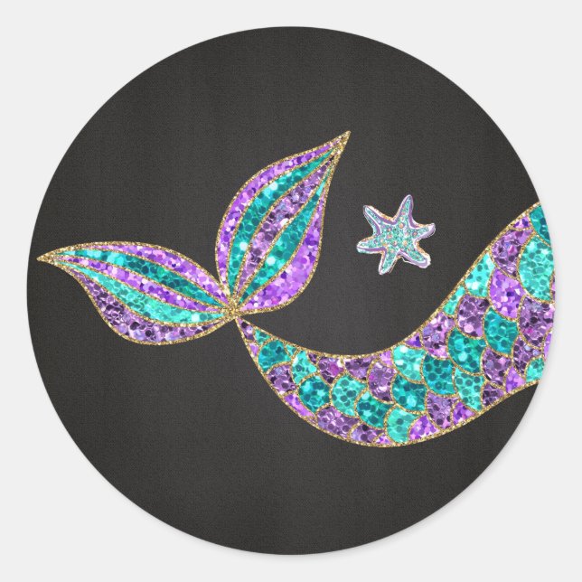 Mermaid sticker Glitter, Under the sea Thank you (Front)