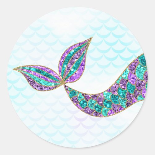 Mermaid sticker Glitter Under the sea Thank you