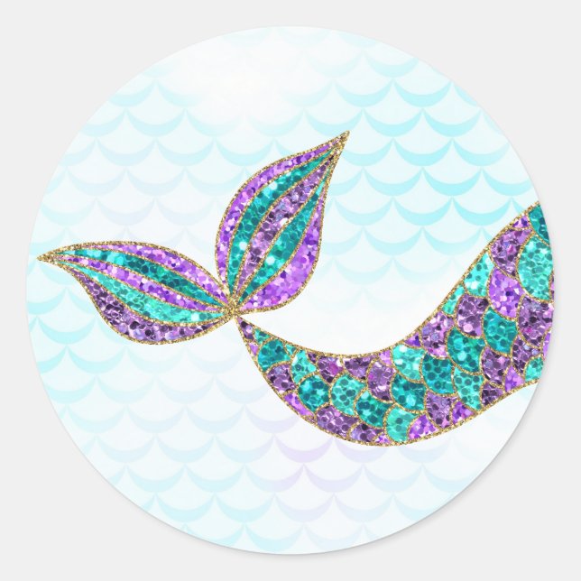 Mermaid sticker Glitter, Under the sea Thank you (Front)