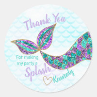 Mermaid sticker Glitter, Under the sea Thank you