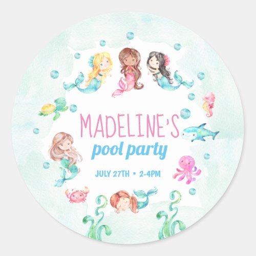Mermaid sticker mermaid party favors sticker