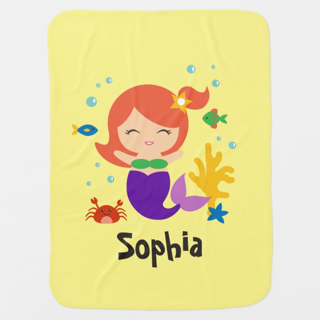 Mermaid Stroller Blanket (Front)