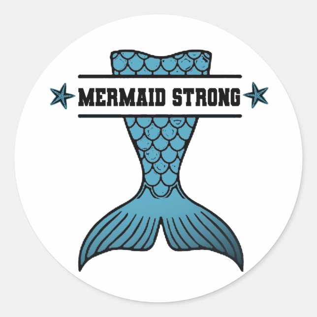 Mermaid Strong round stickers (Front)