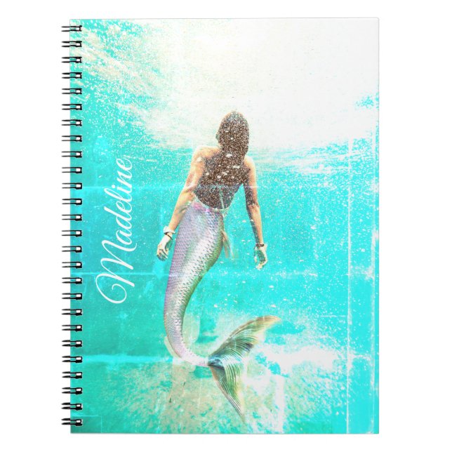 Mermaid Summer Blue Ocean  Modern Chic Notebook (Front)