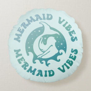 Mermaid Summer Love Vacation Cruise Round Pillow