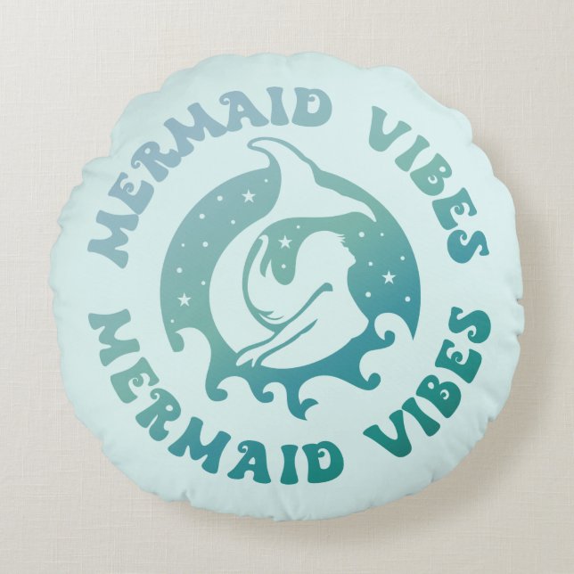 Mermaid Summer Love Vacation Cruise Round Pillow (Front)