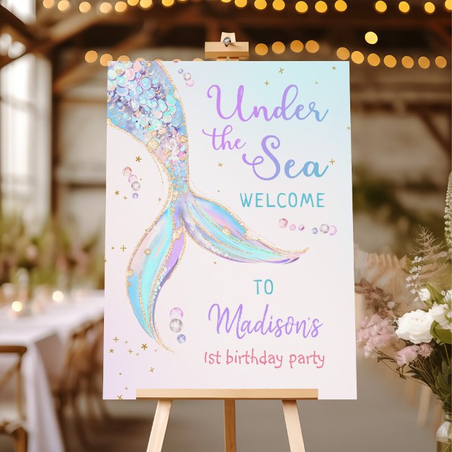 Mermaid Summer Pool 1st Birthday Party Foam Board (Creator Uploaded)